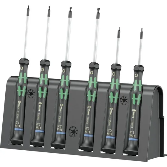 Wera 2052/6 Elektronik Skruetrækkersæt med Rack, 6 dele