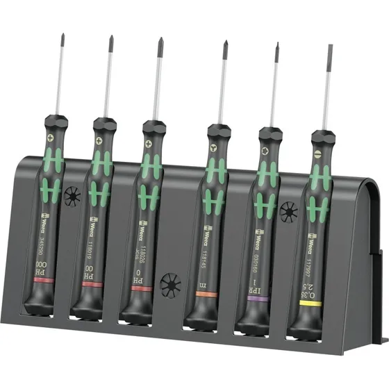 Wera 2050/6 Elektronik Skruetrækkersæt med Rack, 6 dele