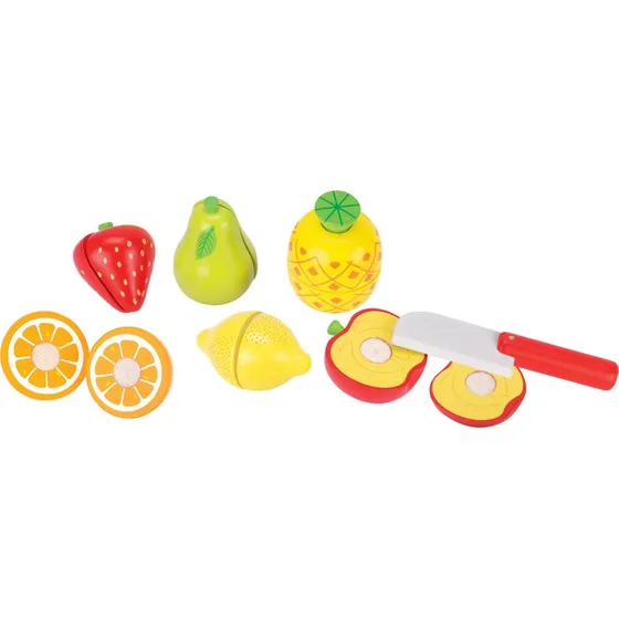 Goki Frugtskæringssæt med Velcro i Træ – 7 Frugter + Kniv