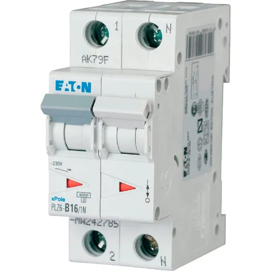 Eaton Automatsikring 16A 1P+N C 6kA