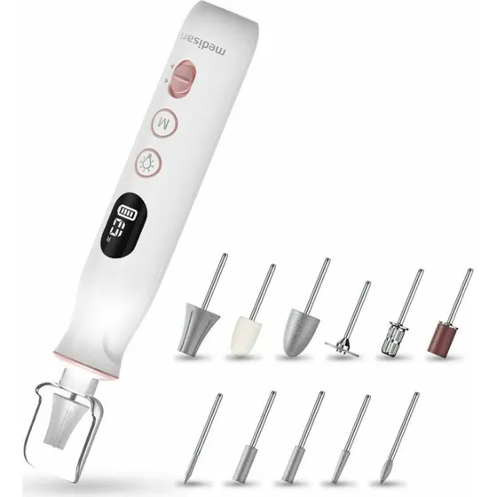 Medisana MP 940 Elektrisk Neglefil, Hvid, 10 dele med LED-lys