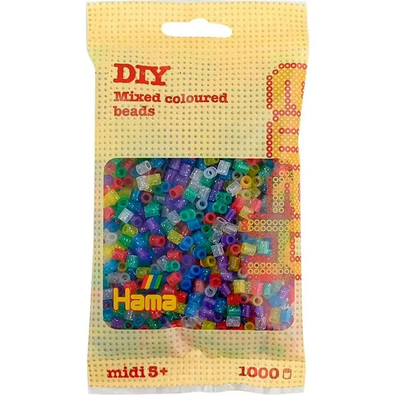 Hama Midi Perler 1000 stk Transparent Glitter Mix