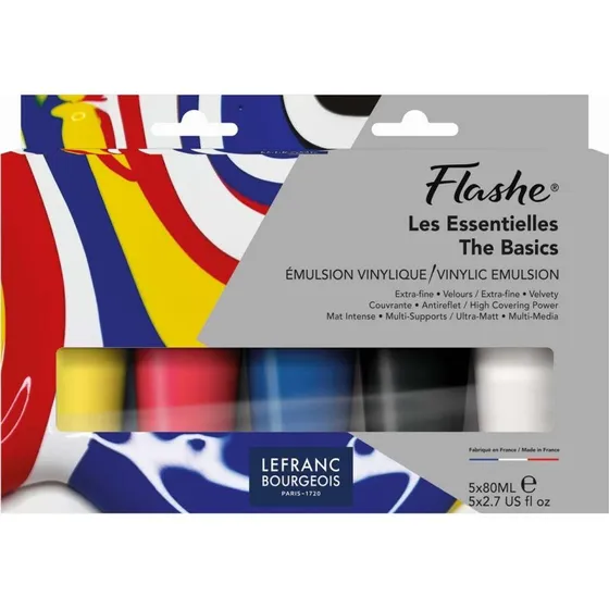Lefranc Bourgeois Flashe Vinylmaling 5x80 ml Primær Farver