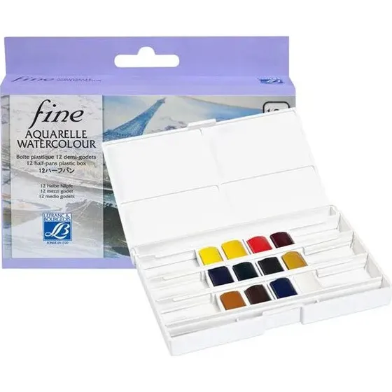 Lefranc Bourgeois Fine Aquarelle Plastsæt 12 Farver