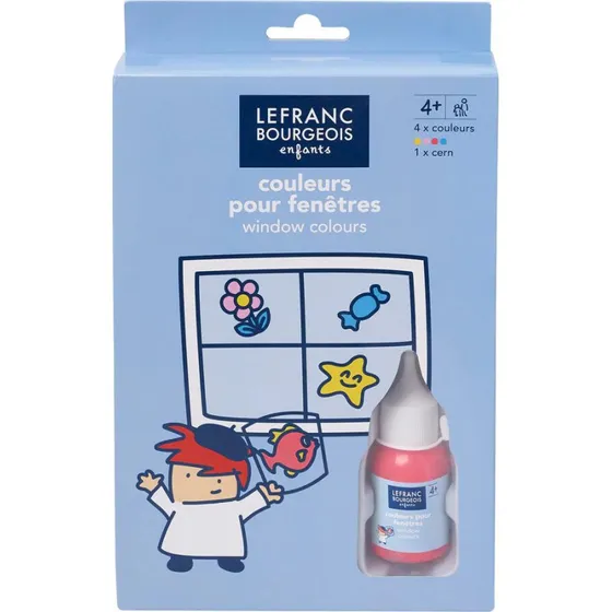 Lefranc Bourgeois Vinduesmaling 4x35ml Rød/Gul/Pink/Blå