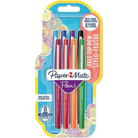 Paper Mate Flair Felttippen 0,7 mm, 8 farver