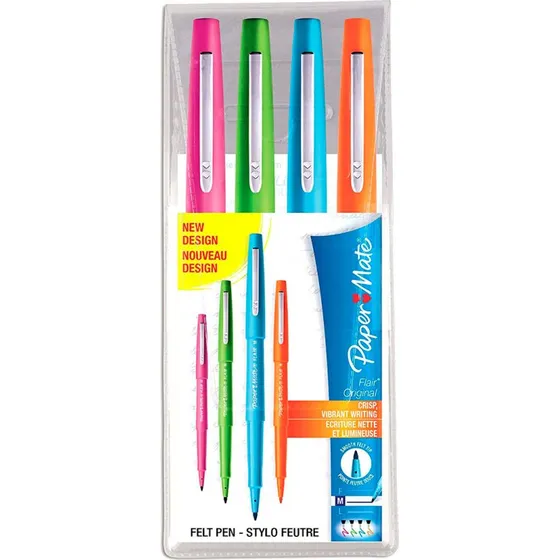 Paper Mate Flair Filtpen 0,7 mm, 4 farver