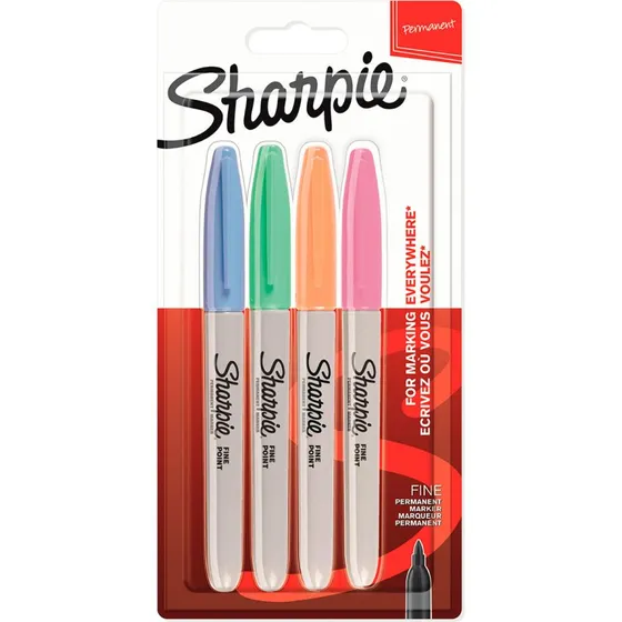 Sharpie Permanent Markers Fin Spids 1,0mm 4 Farver