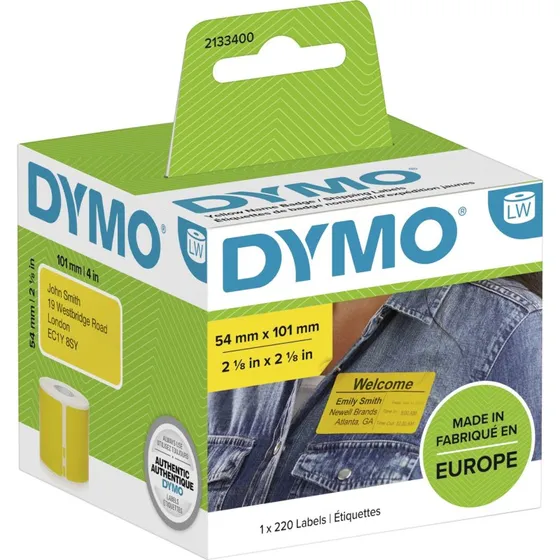 Dymo LW Gule Forsendelsesetiketter 54×101 mm, 220 stk