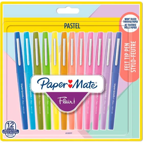 Paper Mate Flair Felt-Tip Pen 0,7 mm Pastel 12 stk