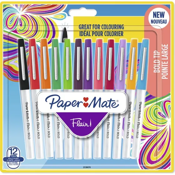 Paper Mate Flair Bold Filtpen 1,2 mm, 12 stk