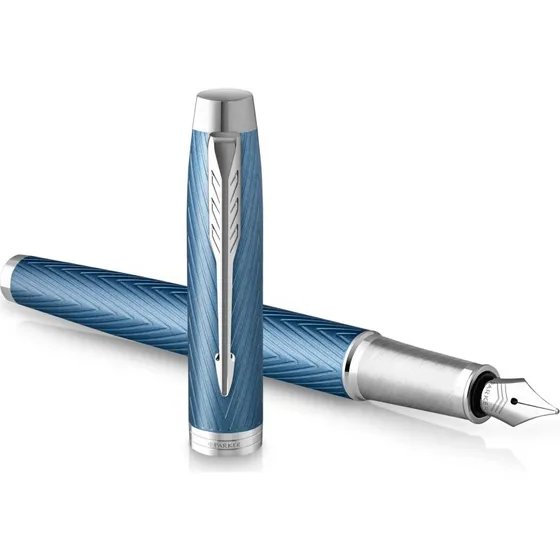 Parker IM Premium Fyldepen, Blå/Grå, Fin Spids