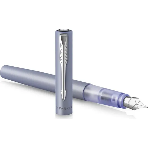 Parker Vector XL Fyldepen, Metallisk Sølvblå, Medium Spids, Blue Ink