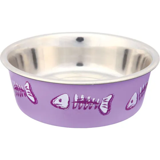 Trixie foderskål i rustfrit stål med plastbelægning, 300 ml