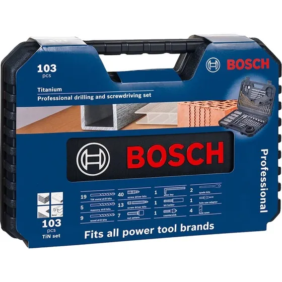 Bosch Boremaskine Sæt 103 Dele Tin Belægning