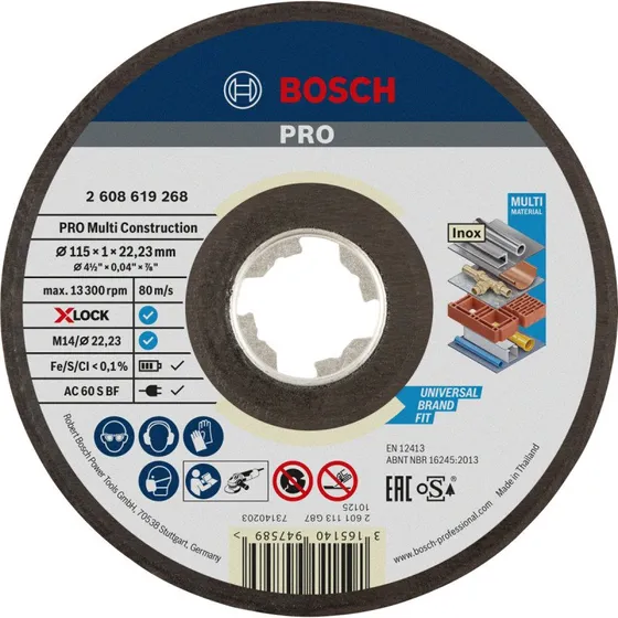 Bosch Skæreskive XL 115 mm X-LOCK til metal, stål, plastik & sten