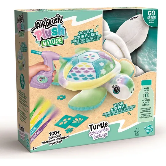Airbrush Plush Skildpadde – Kreativt legetøj med airbrush-design