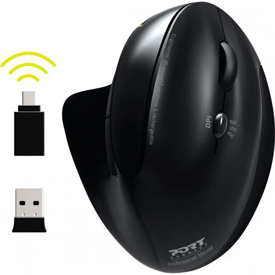 PORT Connect Professional Ergonomisk Trådløs Mus, Sort