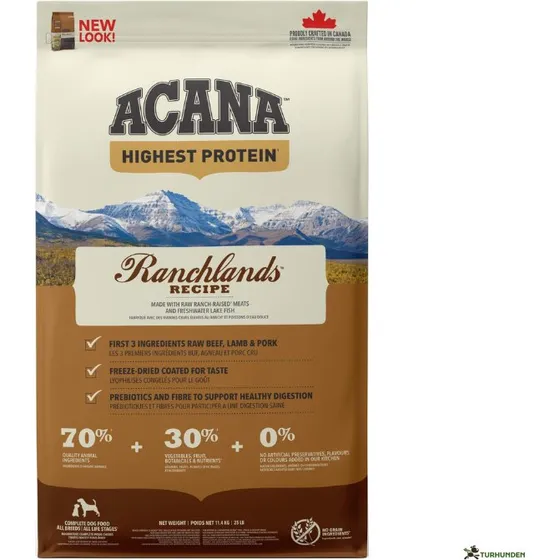 ACANA Ranchlands hundefoder 2 kg – kornfri, 70% kød