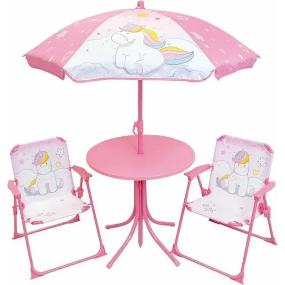Fun House Unicorn - Bord- og stolesæt med parasol, pink