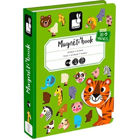 JANOD Magneti'Book Animals - 30 magneter i grøn bog