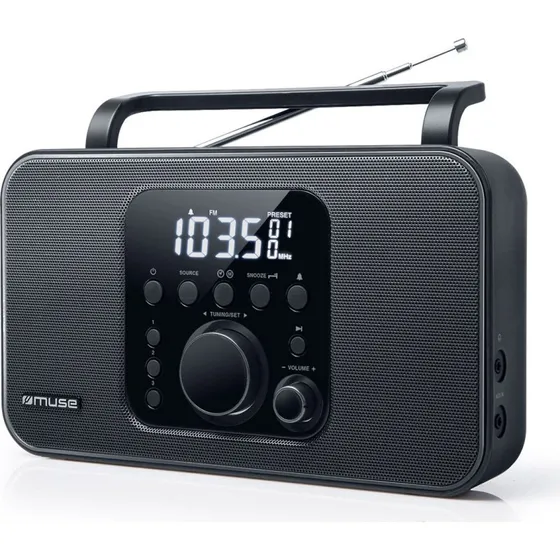 Muse M-091R Radio med Alarm (FM/AM/AUX) - Sort