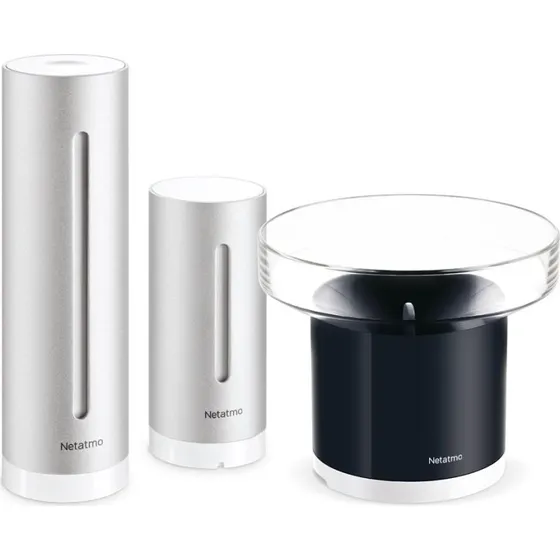 Netatmo Weather Station med regnmåler, trådløs grå aluminium