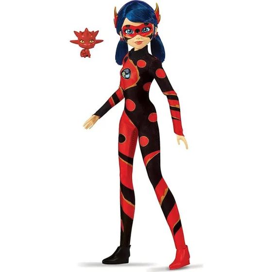 Bandai Miraculous Ladybug Dragon Dukke 26 cm, Rød