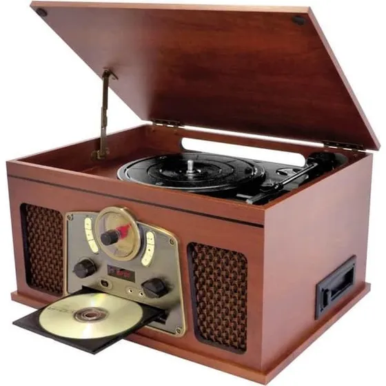 INOVALLEY RETRO10E-BTH-N - Retro Hi-Fi-system med Bluetooth, USB, vinyl, CD og kassette