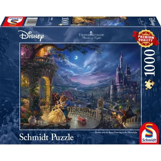 Schmidt Puzzles Thomas Kinkade: Disney Skønheden og Udyret – 1000 brikker