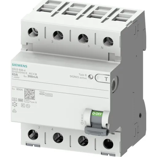 Siemens 5SV PFI-relæ B 4P 40A, 300mA