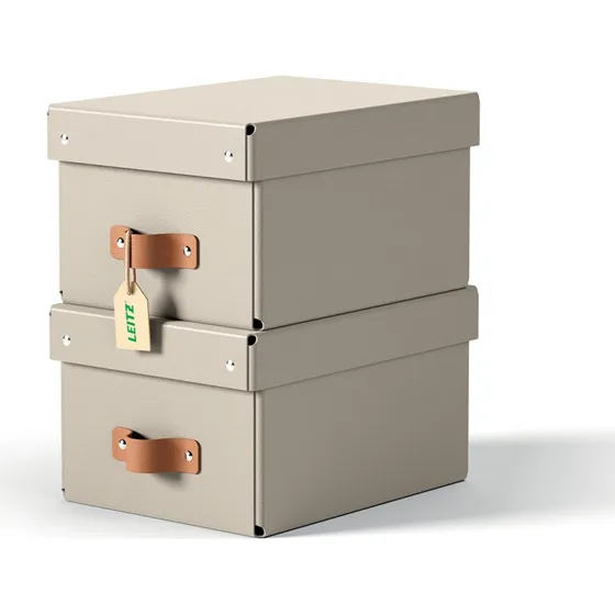 Leitz Puro Opbevaringsboks med Låg, Small, 7 L, 2 stk, beige