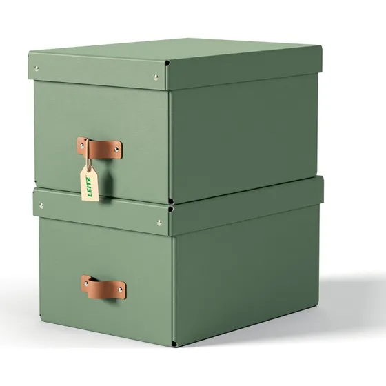 Leitz Puro Opbevaringsboks Med Låg, 17 L, Grøn, 2 stk