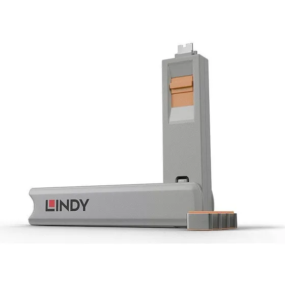 LINDY USB-C Port Blocker Nøgle Sæt (4 stk) Orange