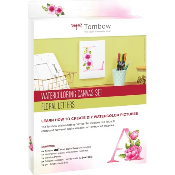 Tombow Watercoloring Canvas Set Floral Letters, Hvid