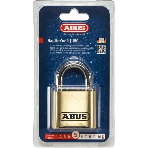 Abus 180IB/50 Hængelås, 4-cifret kombination, messing