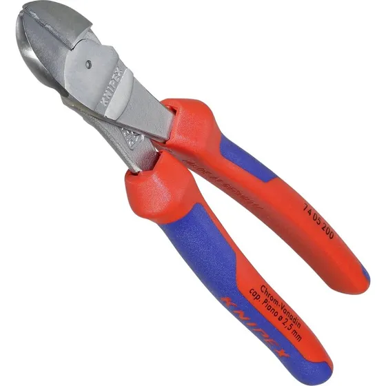 KNIPEX 74 05 200 Kraft-skævbider, 200 mm, rød/blå