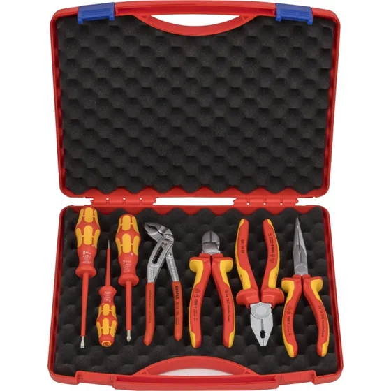 Knipex 00 21 15 Red Electro 2 Værktøjssæt, 7 dele, rødt etui
