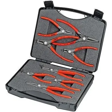 KNIPEX 8-deligt tængesæt i stål med røde håndtag