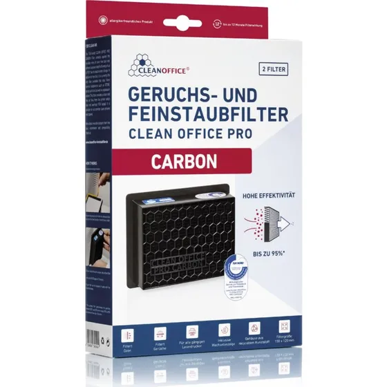 Clean Office Pro Carbon Lugt- & Støvfilter 150x120x50mm, 2 stk