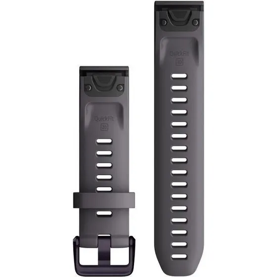 Garmin QuickFit 20 urrem – Shale Grey silikone med Amethyst hardware