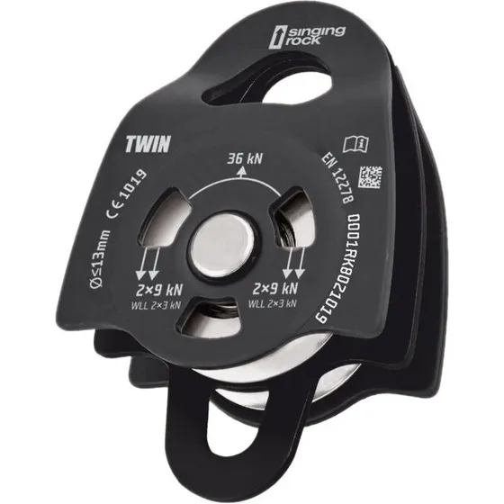 Singing Rock Twin Roll trisse, sort – dobbelt trisse 36 kN