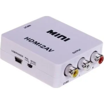 HDMI til AV Adapter (3x RCA) NTSC/PAL, Hvid