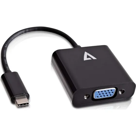 V7 USB-C til VGA adapter, sort, 1920x1080