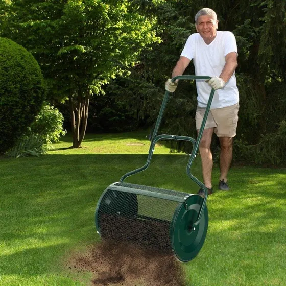 GreenPro 68 cm kompostspreder med U-formet håndtag, grøn