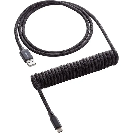 CableMod Classic Coiled USB-C til USB-A, 150 cm, Midnight Black