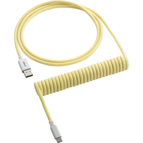 CableMod Classic Coiled Keyboard Cable USB-C til USB-A, Lemon Ice, 1,5 m