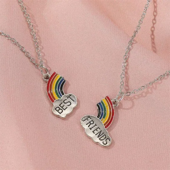 Venskabs halskæde Best Friends - Rainbow, flerfarvet