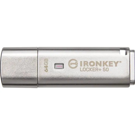 Kingston IronKey Locker+ 50 64GB USB 3.2 Gen 1 Sølv