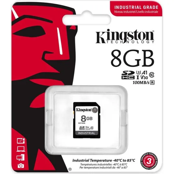 Kingston Industrial SDHC 8 GB UHS-I U3 Class 10, Sort